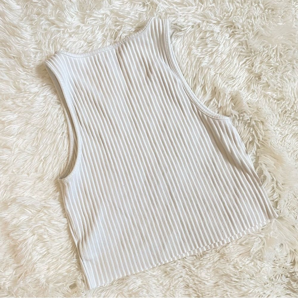 American Eagle Outfitters Cream Ribbed Tank Top - Picture 3 of 3
